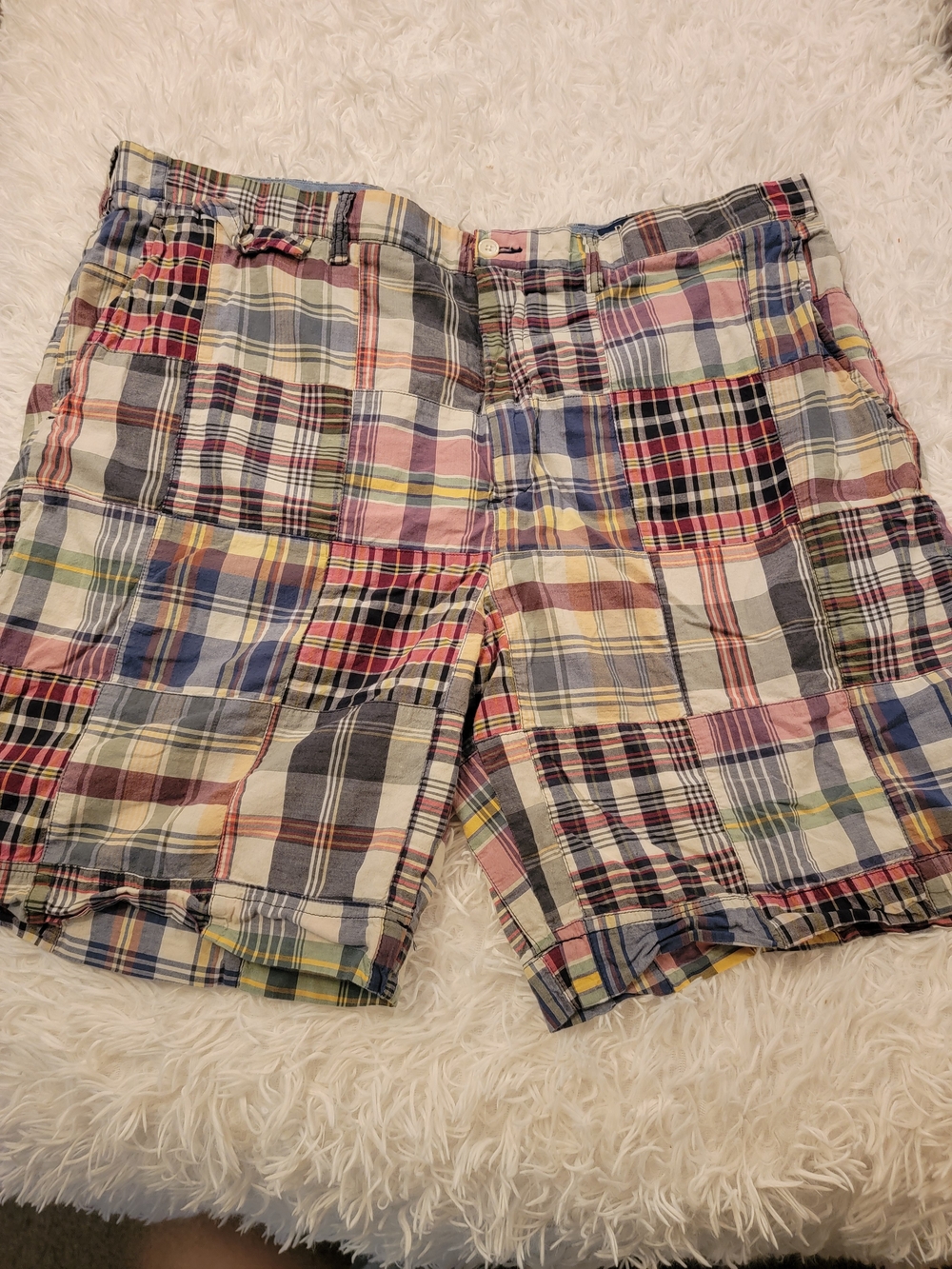 Ralph Lauren Multicolor Patchwork Plaid Bermuda Shorts, Great Shape